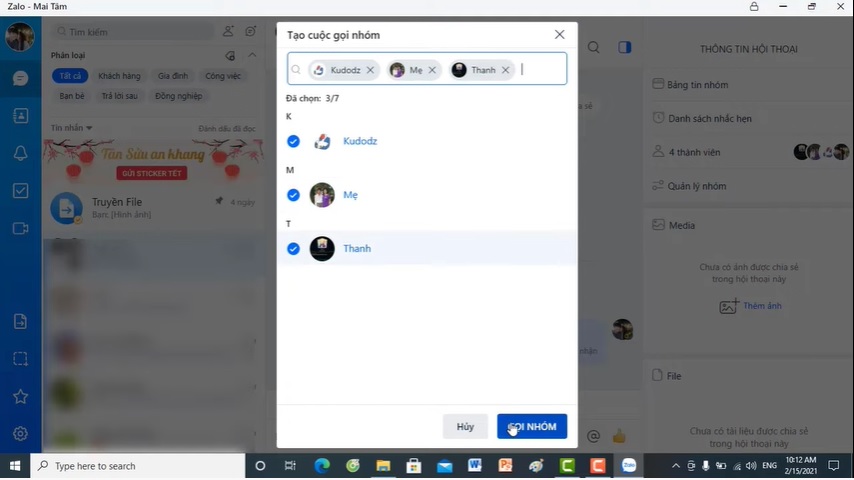 Cách giao bài từng học sinh khi dạy trực tuyến trên Zalo