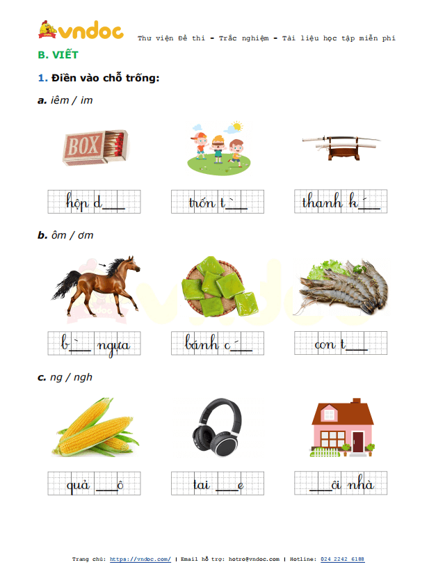 Phiếu bài tập cuối tuần Tiếng Việt lớp 1 Nâng cao - Tuần 24