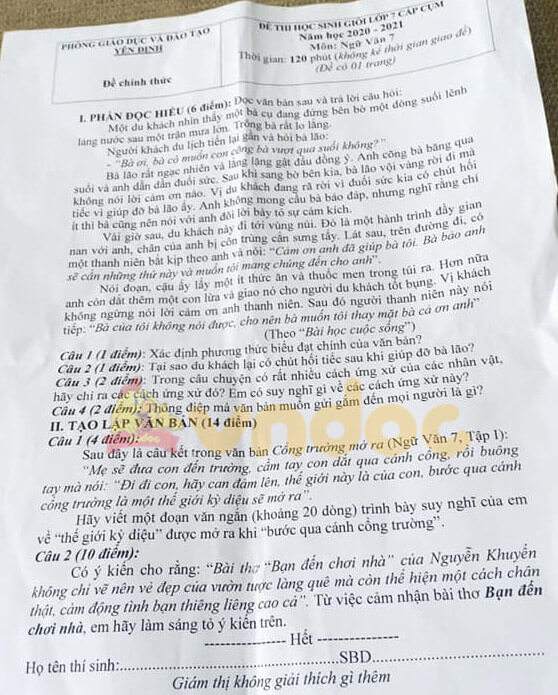 Đề thi hsg Toán 7