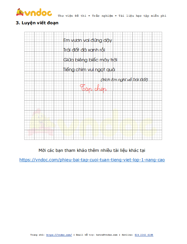 Phiếu luyện viết chữ đẹp Tuần 25 sách Cánh Diều