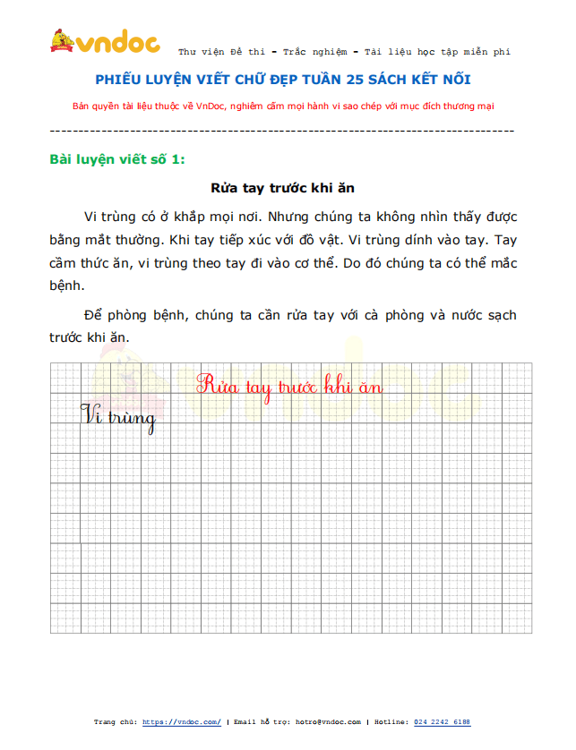 Phiếu luyện viết chữ đẹp - Tuần 25 sách Kết nối tri thức