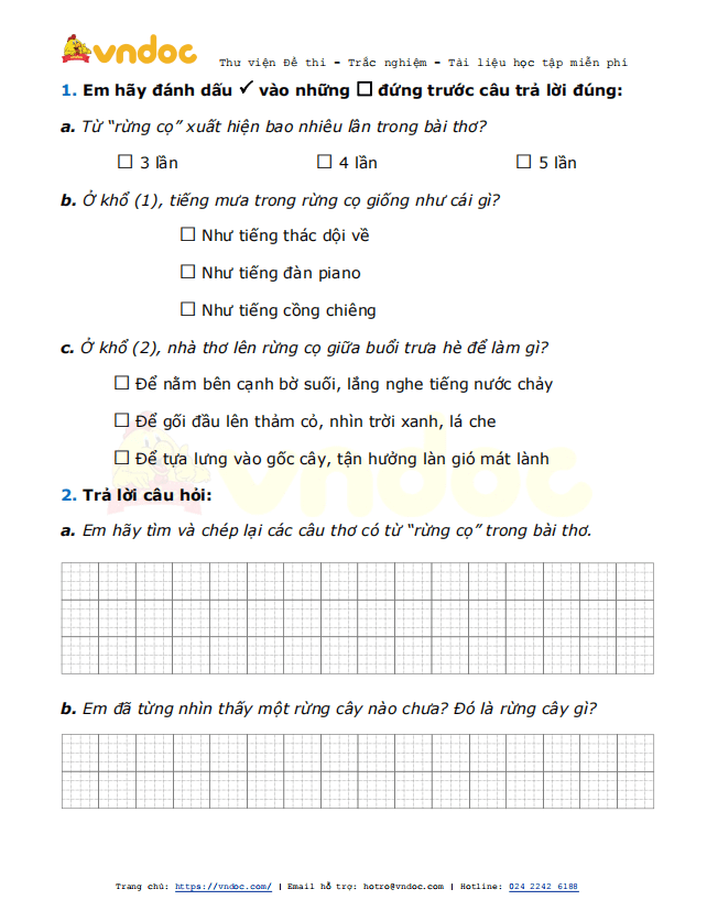 Đề thi giữa kì 2 lớp 1 môn Tiếng Việt năm 2021 sách Cánh Diều - Đề 3