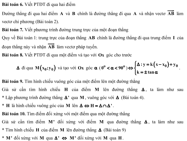 Các dạng phương trình đường thẳng