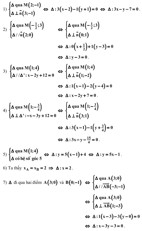 Các dạng phương trình đường thẳng