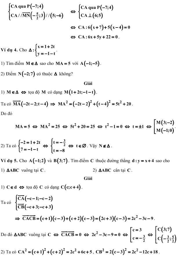 Các dạng phương trình đường thẳng