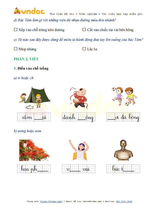 Phiếu bài tập cuối tuần Tiếng Việt lớp 1 Nâng cao - Tuần 27