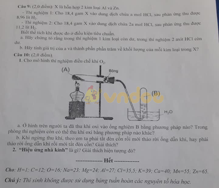 Đề thi học sinh giỏi lớp 8 môn Hóa Phòng GD&ĐT Triệu Sơn năm 2020 - 2021
