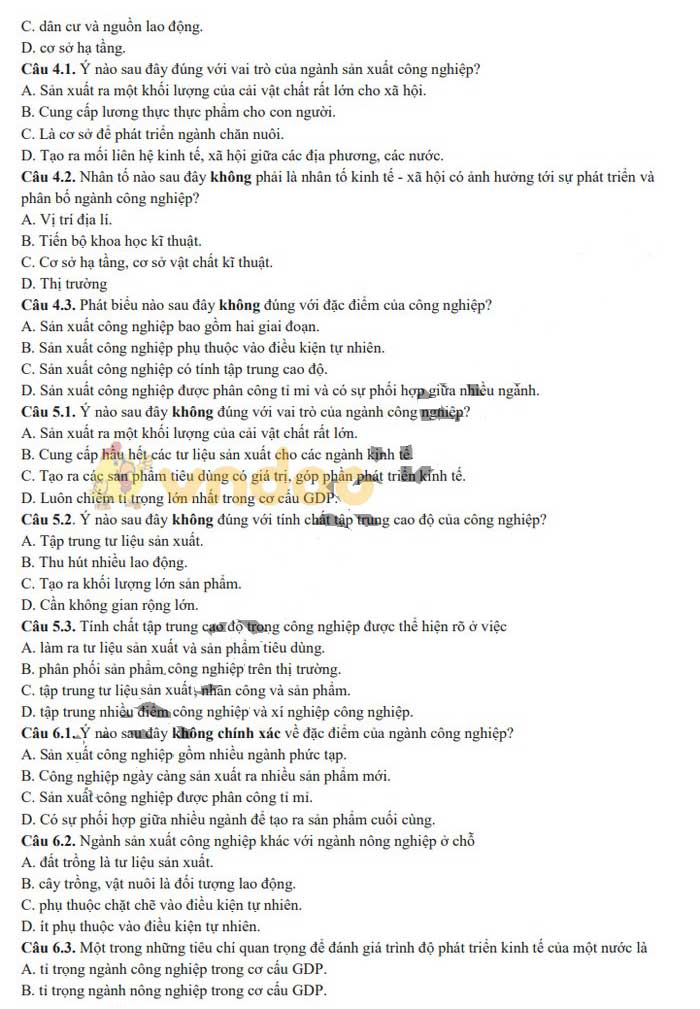 Đề cương ôn thi giữa học kì 2 lớp 10 môn Địa lý Trường THPT Phú Bài, Thừa Thiên Huế năm 2020 - 2021