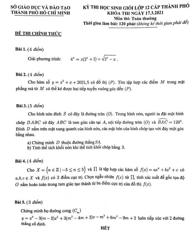 Đề thi hsg Toán 12