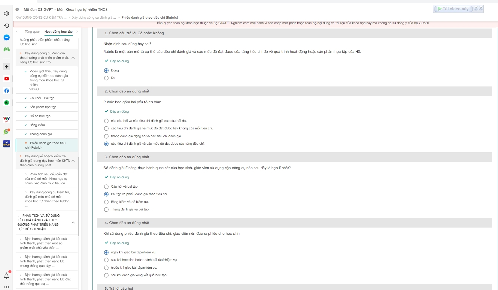 Gợi ý câu hỏi tự luận Mô đun 3 môn Khoa học tự nhiên THCS