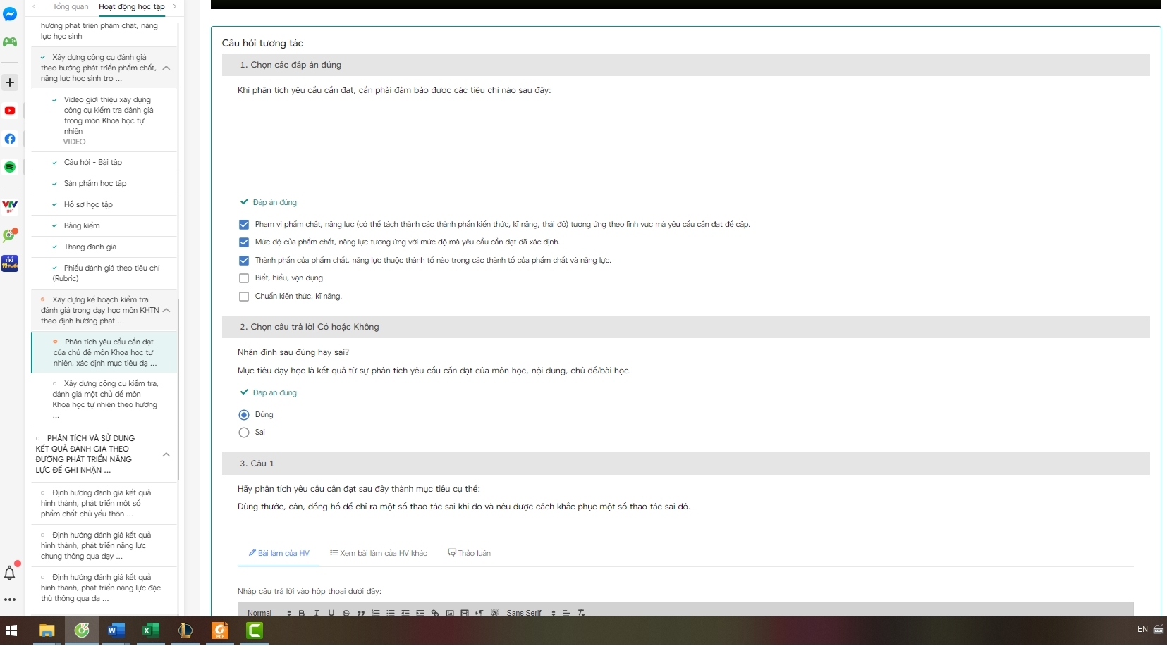 Gợi ý câu hỏi tự luận Mô đun 3 môn Khoa học tự nhiên THCS