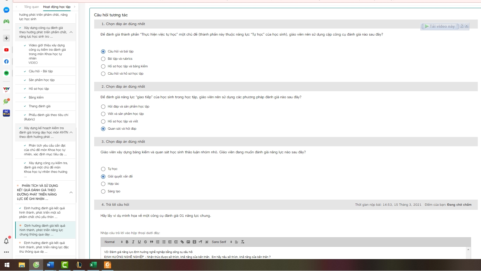 Gợi ý câu hỏi tự luận Mô đun 3 môn Khoa học tự nhiên THCS