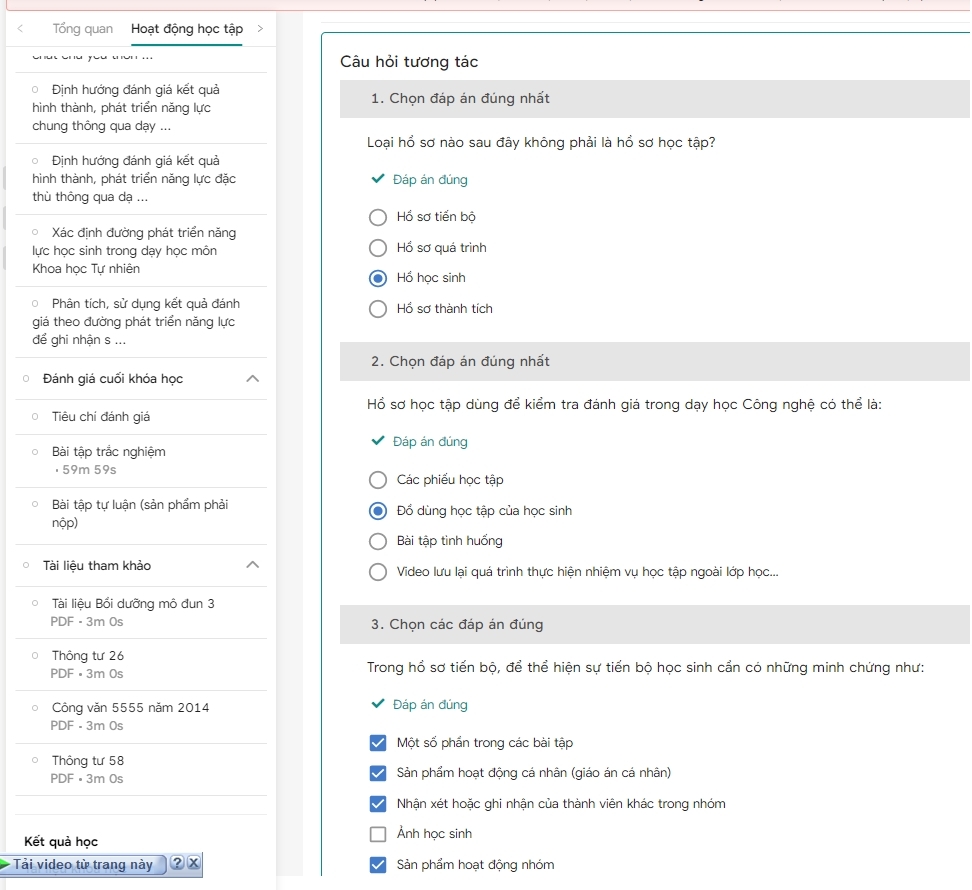 Gợi ý câu hỏi tự luận Mô đun 3 môn Khoa học tự nhiên THCS