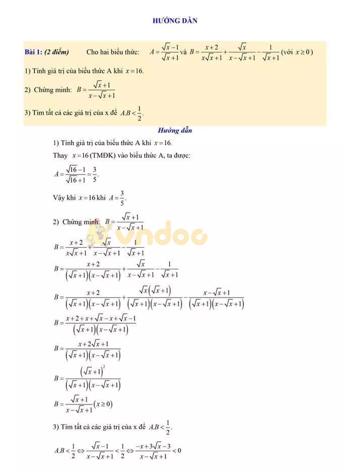 Đề thi thử vào lớp 10 môn Toán Trường THCS Tân Định, Hoàng Mai