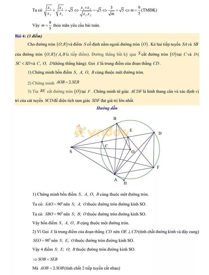 Đề thi thử vào lớp 10 môn Toán Trường THCS Tân Định, Hoàng Mai