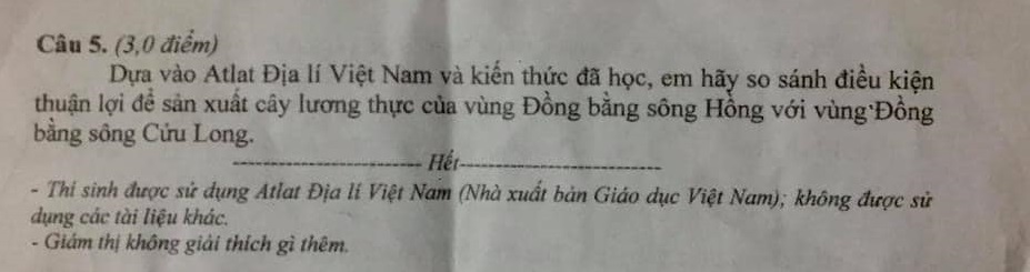 Đề thi học sinh giỏi lớp 9 môn Địa lý Sở GD&ĐT Quảng Ninh năm 2020 - 2021 - Bảng A
