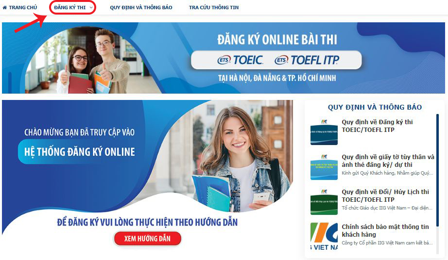 Hướng dẫn đăng ký thi TOEIC online tại IIG Việt Nam