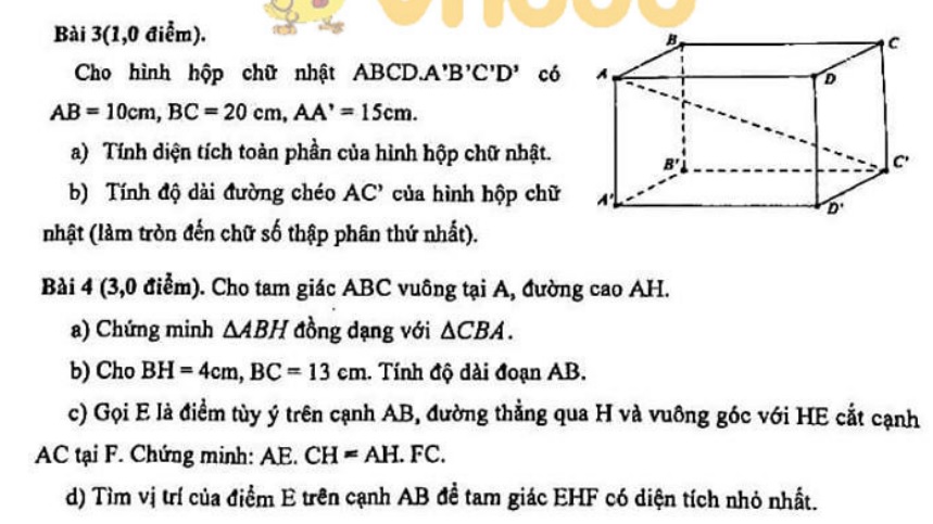 Bộ đề thi học kì 2 lớp 8 môn Toán