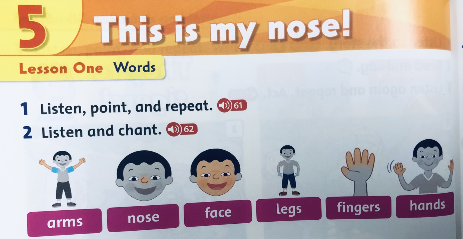 Giải Tiếng Anh lớp 1 Unit 5: This is my nose! - Lesson 1 SGK