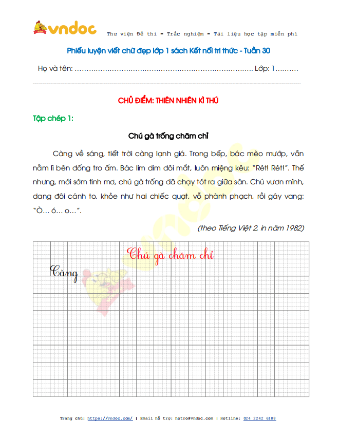 Phiếu luyện viết chữ đẹp - Tuần 30 sách Kết nối tri thức