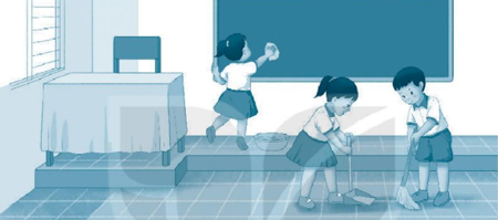 BÀI TẬP BẮT BUỘC Sắp xếp các từ ngữ thành câu và viết lại câu: a. bạn, thùng, nhặt rác, học sinh, bỏ vào ….…………………………………………………… b. xuân sang, bay về, đàn cò trắng, từng ….…………………………………………………… Hướng dẫn trả lời: a. bạn, thùng, nhặt rác, học sinh, bỏ vào -- Bạn học sinh nhặt rác bỏ vào thùng. b. xuân sang, bay về, đàn cò trắng, từng -- Xuân sang, từng đàn cò trắng bay về. BÀI TẬP TỰ CHỌN Câu 1. (trang 58, VBT Tiếng Việt 1 tập 2, Kết nối tri thức) Điền vào chỗ trống: a. uôt hay uôc ? Sớm mùa đông, những cơn gió lạnh b… ùa về. b. ăn hay ăng ? Tr… ơi từ đâu đến? Hay từ cánh rừng xa. Hướng dẫn trả về: a. uôt hay uôc ? Sớm mùa đông, những cơn gió lạnh buốt ùa về. b. ăn hay ăng ? Trăng ơi từ đâu đến? Hay từ cánh rừng xa. Câu 2. (trang 58, VBT Tiếng Việt 1 tập 2, Kết nối tri thức) Chọn từ ngữ đúng điền vào chỗ trống: Cây xanh làm cho không khí (xạch/sạch)… hơn và trái đất xanh hơn. Chặt cây khồng mất bao nhiêu thời gian, nhưng để (trồng/chồng)… được cây lớn thì mất nhiều năm (dòng/ròng)… . Hãy cùng nhau bảo vệ cây (xanh/sanh)…, trồng thêm cây xanh bạn nhé. Hướng dẫn trả lời: Cây xanh làm cho không khí (xạch/sạch) sạch hơn và trái đất xanh hơn. Chặt cây khồng mất bao nhiêu thời gian, nhưng để (trồng/chồng) trồng được cây lớn thì mất nhiều năm (dòng/ròng) ròng. Hãy cùng nhau bảo vệ cây (xanh/sanh) xanh, trồng thêm cây xanh bạn nhé. Câu 3. (trang 58, VBT Tiếng Việt 1 tập 2, Kết nối tri thức) Tìm trong bài đọc Những cánh cò từ ngữ thể hiện: a. vẻ đẹp của đàn cò trắng đang bay ….…………………………………………………… b. màu sắc của bầu trời ….…………………………………………………… c. các hoạt động của loài cò ….…………………………………………………… Hướng dẫn trả lời: a. vẻ đẹp của đàn cò trắng đang bay -- duyên dáng b. màu sắc của bầu trời -- trong xanh c. các hoạt động của loài cò -- bay, lượn, mò tôm, bắt cá Câu 4. (trang 59, VBT Tiếng Việt 1 tập 2, Kết nối tri thức) Viết một câu phù hợp với tranh:  Hướng dẫn trả lời: HS tham khảo các câu sau: Các bạn học sinh đang cùng nhau dọn vệ sinh lớp học. Sau giờ học, các bạn nhỏ đang lau dọn vệ sinh lớp học. Các bạn nhỏ phân công nhau quét dọn lớp, lau bảng để làm sạch phòng học.