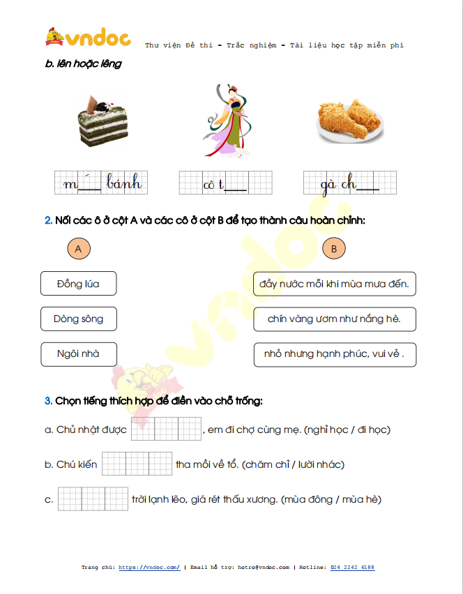 Đề thi học kì 2 lớp 1 môn Tiếng Việt sách Chân trời sáng tạo năm 2020-2021 theo Thông tư 27 - Đề 2