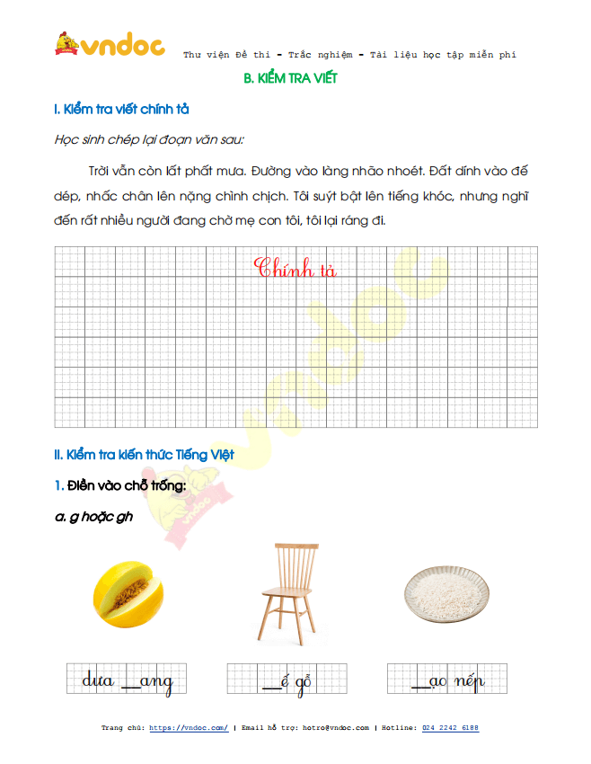 Đề thi học kì 2 lớp 1 môn Tiếng Việt sách Kết nối tri thức năm 2020-2021 theo Thông tư 27 - Đề 2