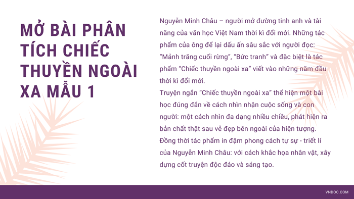Mở bài phân tích truyện chiếc thuyền ngoài xa