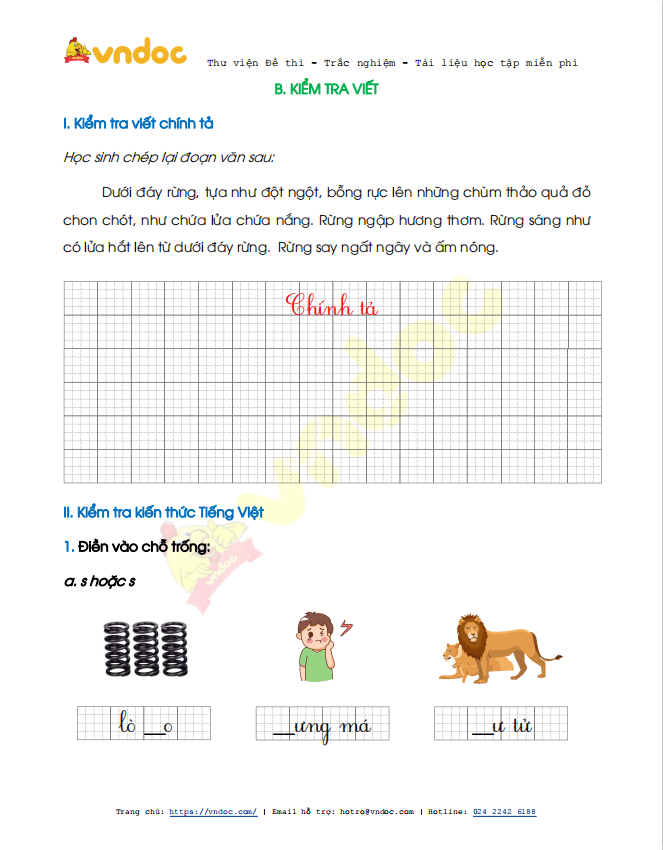 Đề thi học kì 2 lớp 1 môn Tiếng Việt sách Chân trời sáng tạo năm 2020-2021 theo Thông tư 27 - Đề 3