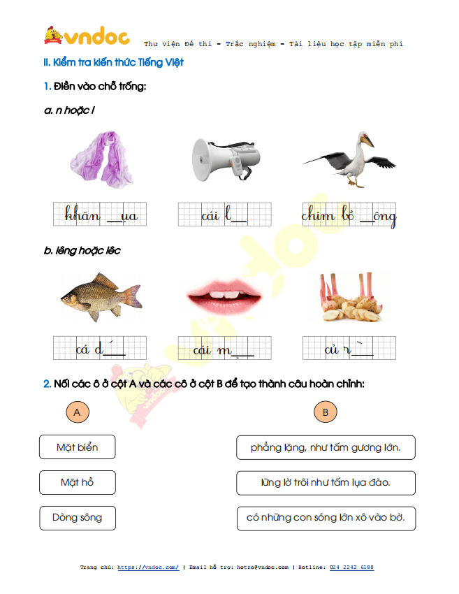 Đề thi học kì 2 lớp 1 môn Tiếng Việt sách Kết nối tri thức năm 2020-2021 theo Thông tư 27 - Đề 3