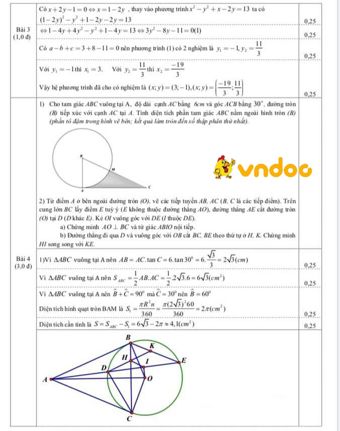 Đề thi KSCL học kì 2 môn Toán 9 sở GD&ĐT Nam Định năm 2020 - 2021