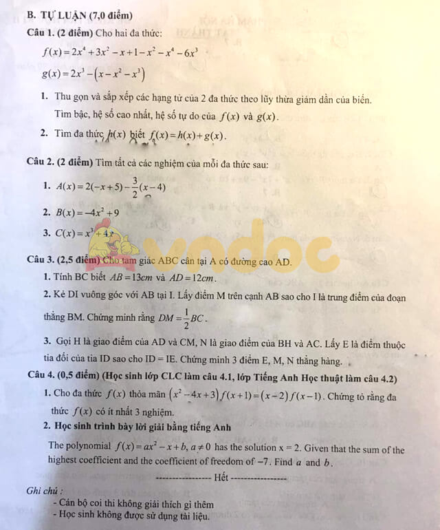 Đề thi hk2 Toán 7