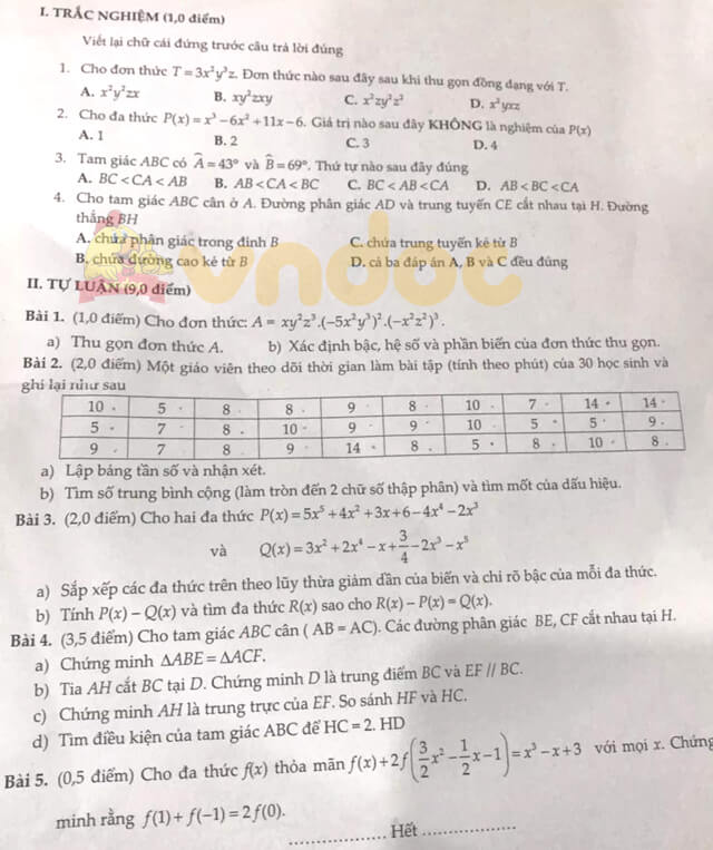 Đề thi hk2 Toán 7