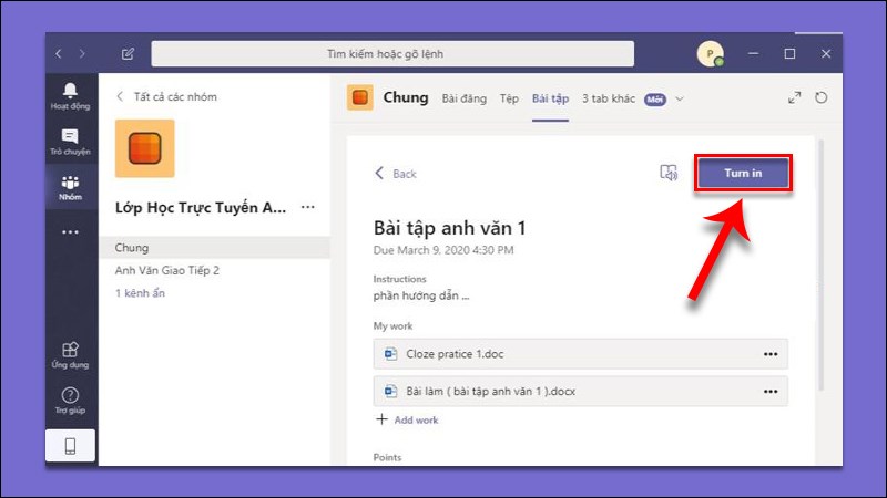 Hướng dẫn làm và nộp bài trên ứng dụng Microsoft Teams