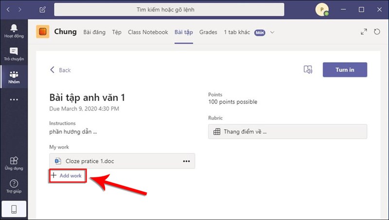 Hướng dẫn làm và nộp bài trên ứng dụng Microsoft Teams