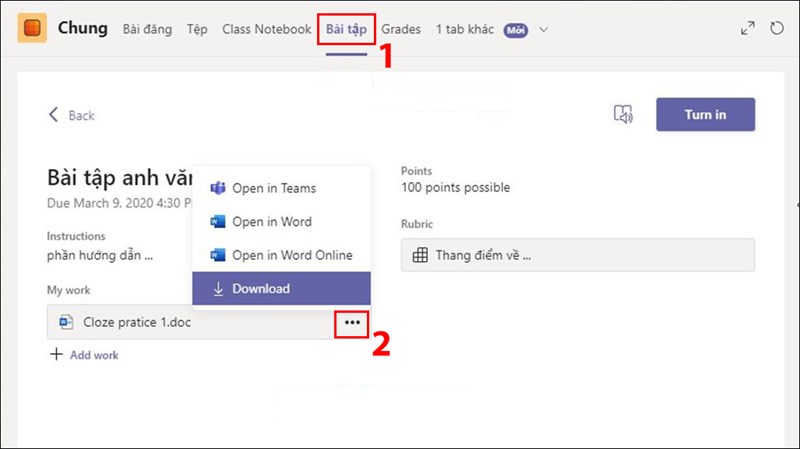 Hướng dẫn làm và nộp bài trên ứng dụng Microsoft Teams