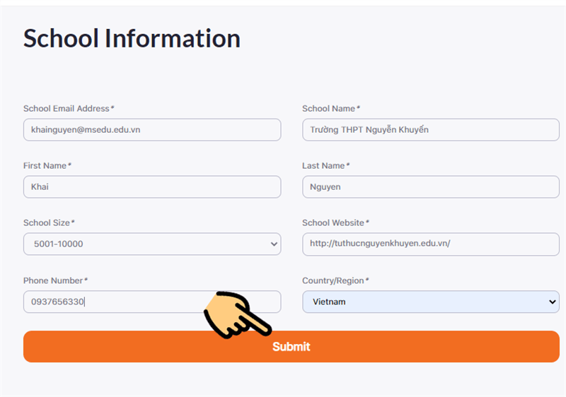 Tiến hành nhập các thông tin cần thiết theo mẫu yêu cầu Tiến hành nhập các thông tin cần thiết theo mẫu yêu cầu