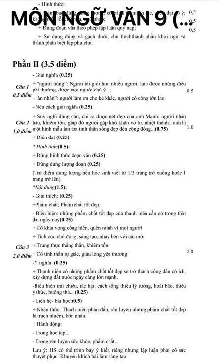 Đề thi thử vào lớp 10 môn Ngữ văn phòng GD&ĐT Mê Linh năm 2020 - 2021 (lần 3)