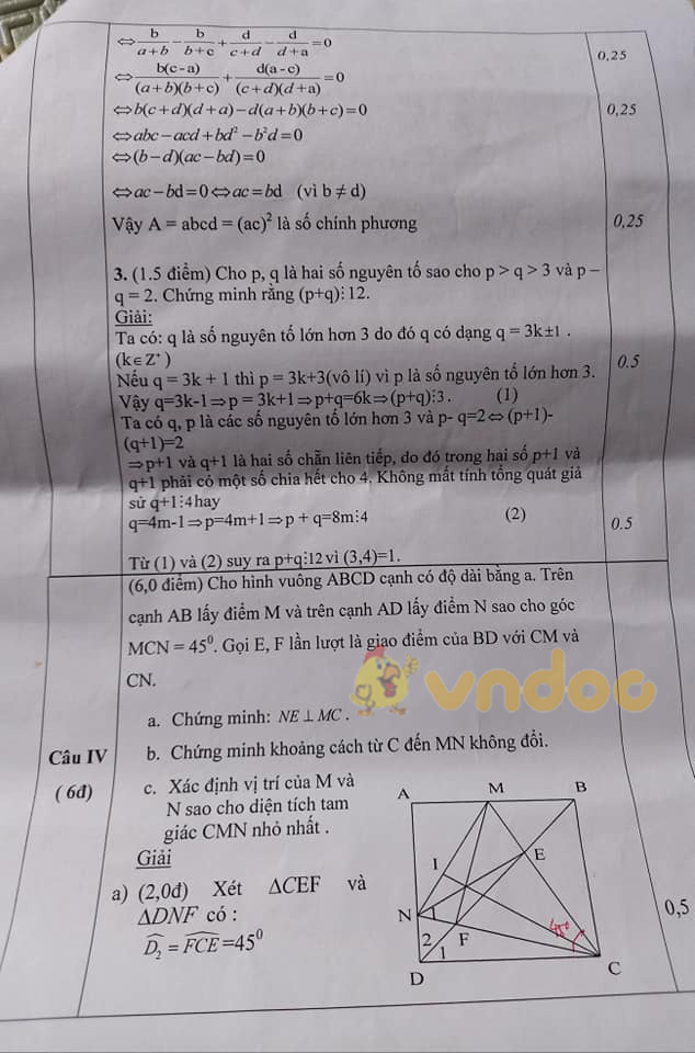 Đề thi chọn học sinh giỏi lớp 9 môn Toán năm 2020 - 2021