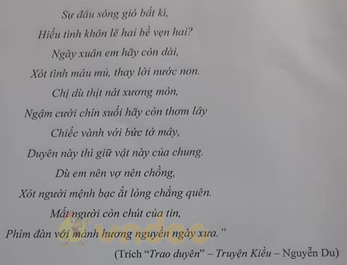 Đề thi học kì 2 môn Ngữ văn lớp 10 trường THPT Dương Minh Châu, Tây Ninh năm 2020-2021
