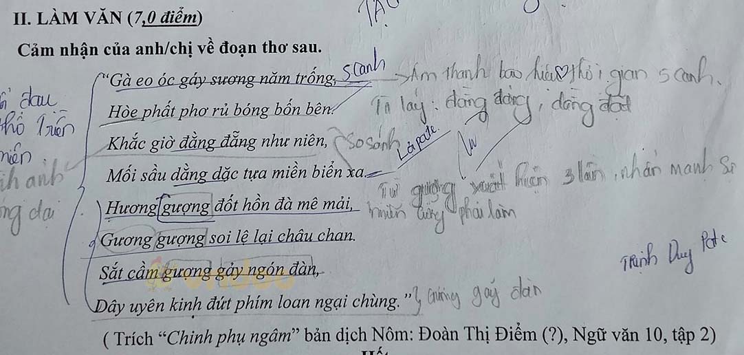 Đề thi học kì 2 môn Ngữ văn lớp 10 trường THPT U Minh, Cà Mau năm 2020-2021