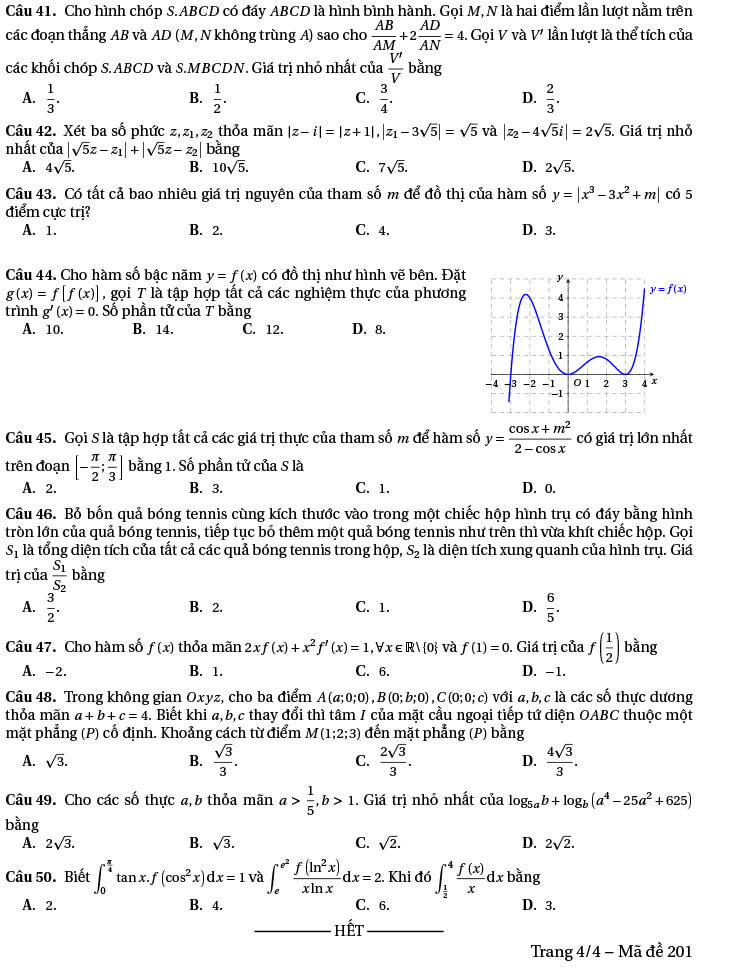 Đề thi thử THPT Quốc gia 2021 môn Toán