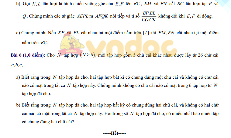 Đề thi tuyển sinh lớp 10 môn Toán năm 2021 Trường Phổ Thông Năng Khiếu, TP. HCM (đề chuyên)