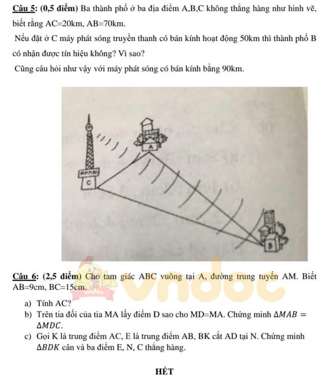 Đề thi học kì 2 Toán 7