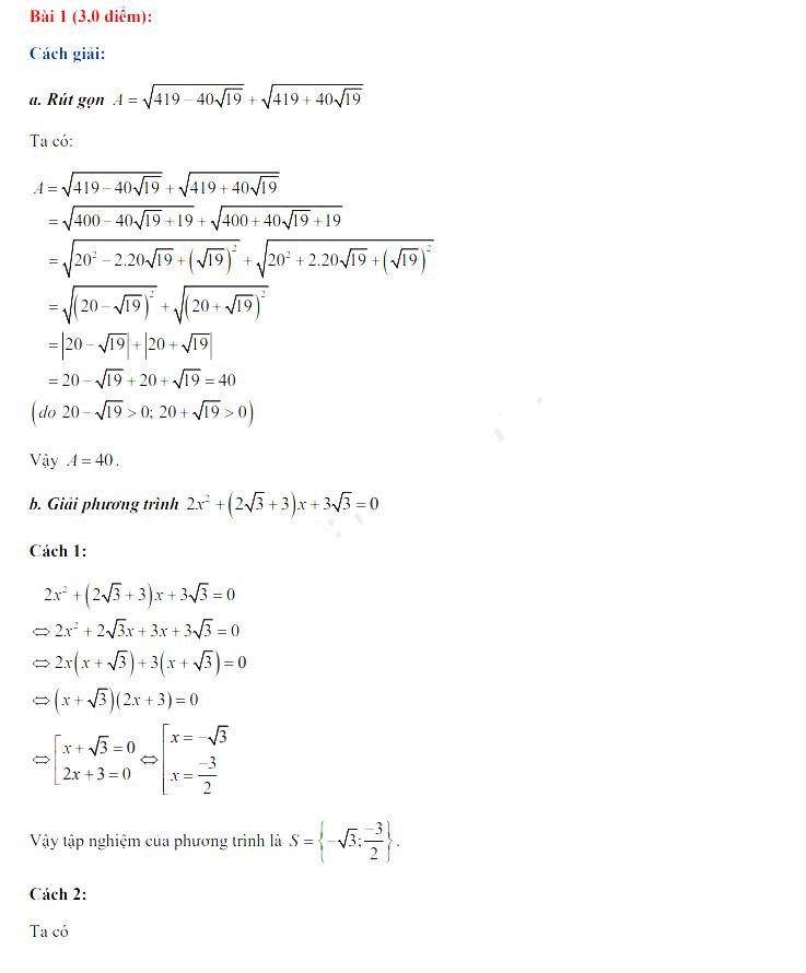 Đáp án đề thi vào lớp 10 tỉnh An Giang môn Toán chuyên 2021