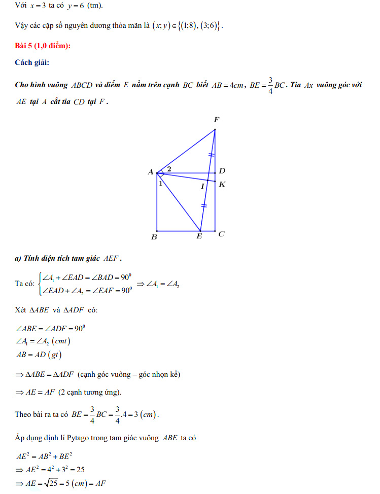 Đáp án đề thi tuyển sinh lớp 10 môn Toán chuyên tỉnh Vĩnh Long năm 2021