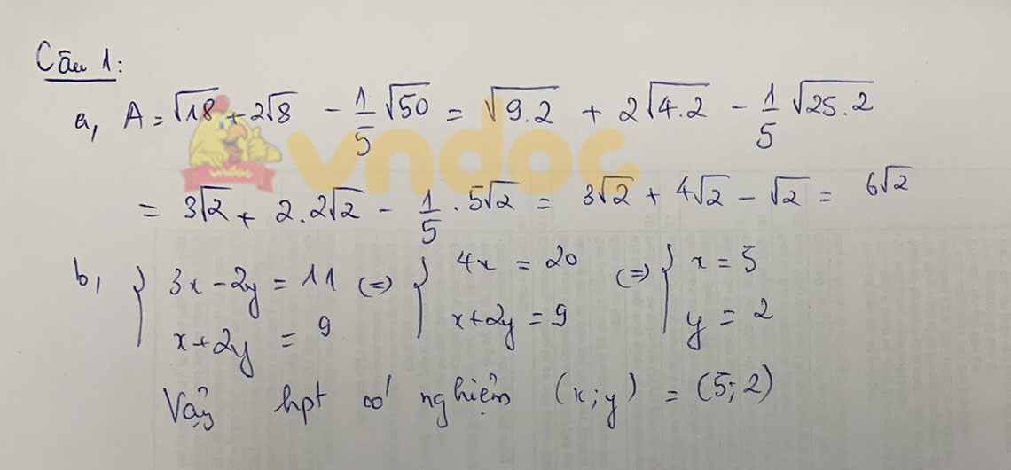 Đáp án đề thi vào lớp 10 môn Toán tỉnh Khánh Hòa năm 2021