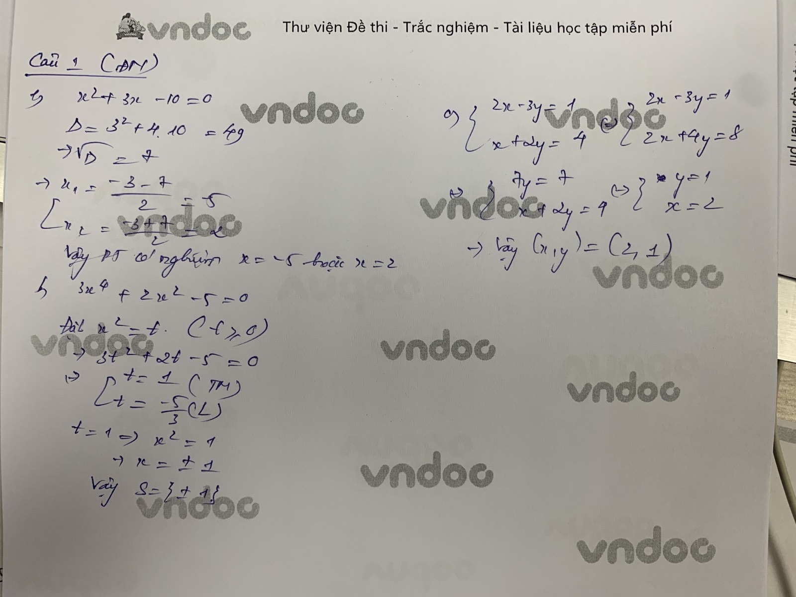 Đáp án đề thi tuyển sinh lớp 10 môn Toán tỉnh Đồng Nai năm 2021