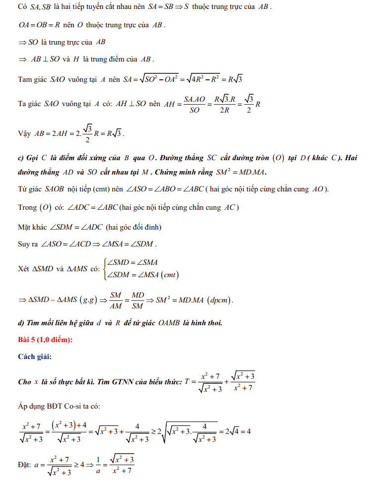 Đáp án đề thi vào lớp 10 môn Toán tỉnh Quảng Ngãi năm 2021