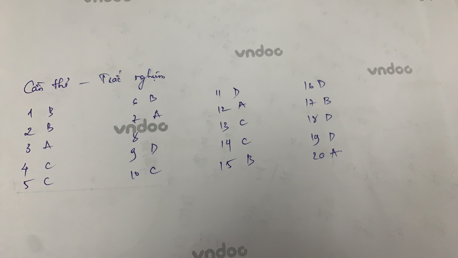 Đáp án đề thi tuyển sinh lớp 10 môn Toán Cần Thơ